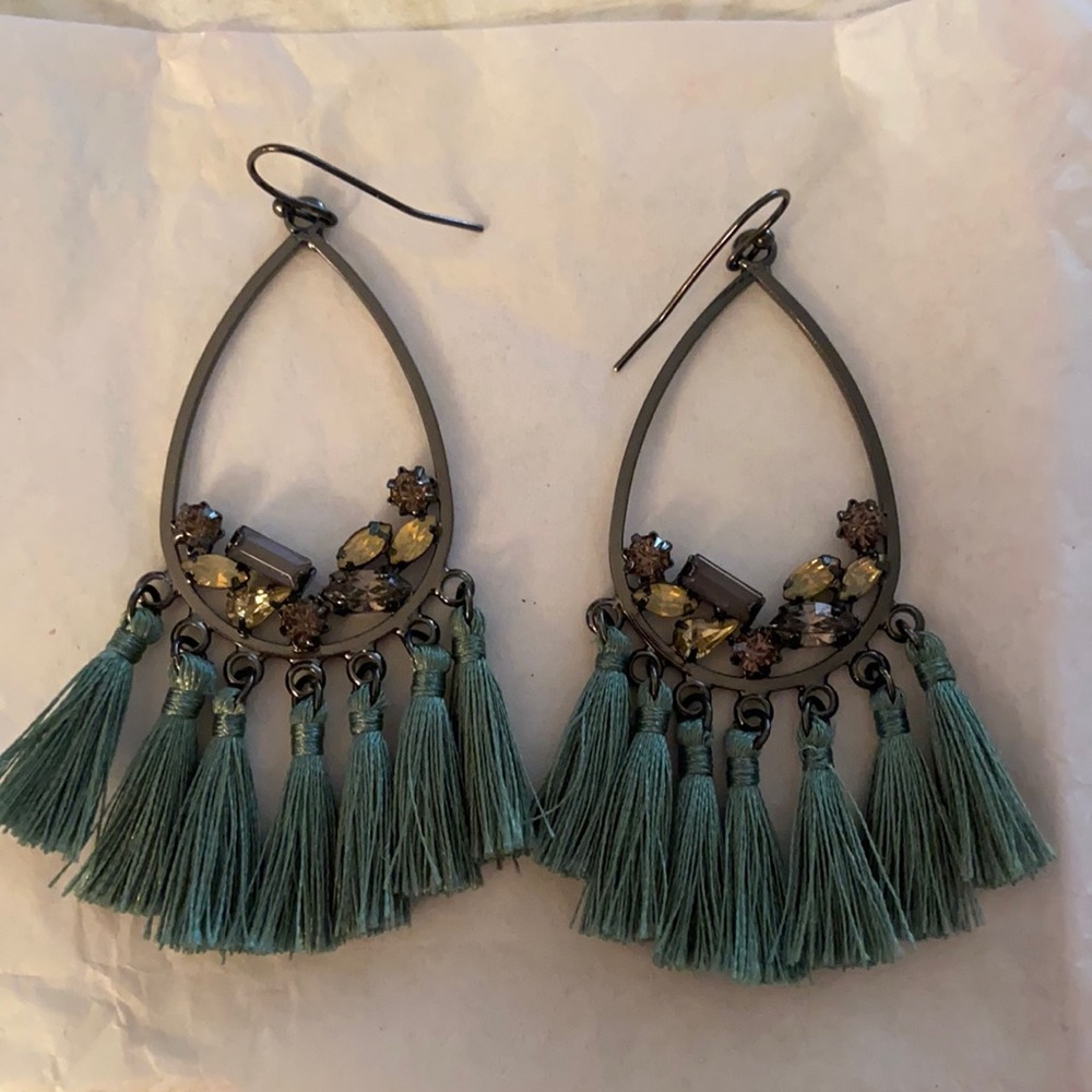 Anthropologie Fringe snd Multi-Stone Earrings